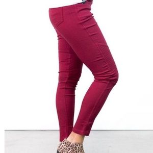 Burgundy Moto Leggings